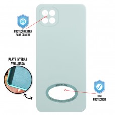 Capa para Samsung Galaxy A22 5G - Case Silicone Safe Glass Verde Pastel
